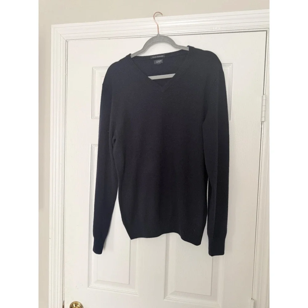 J. Crew Italian Cashmere V-Neck Sweater Black Medium 100% Cashmere